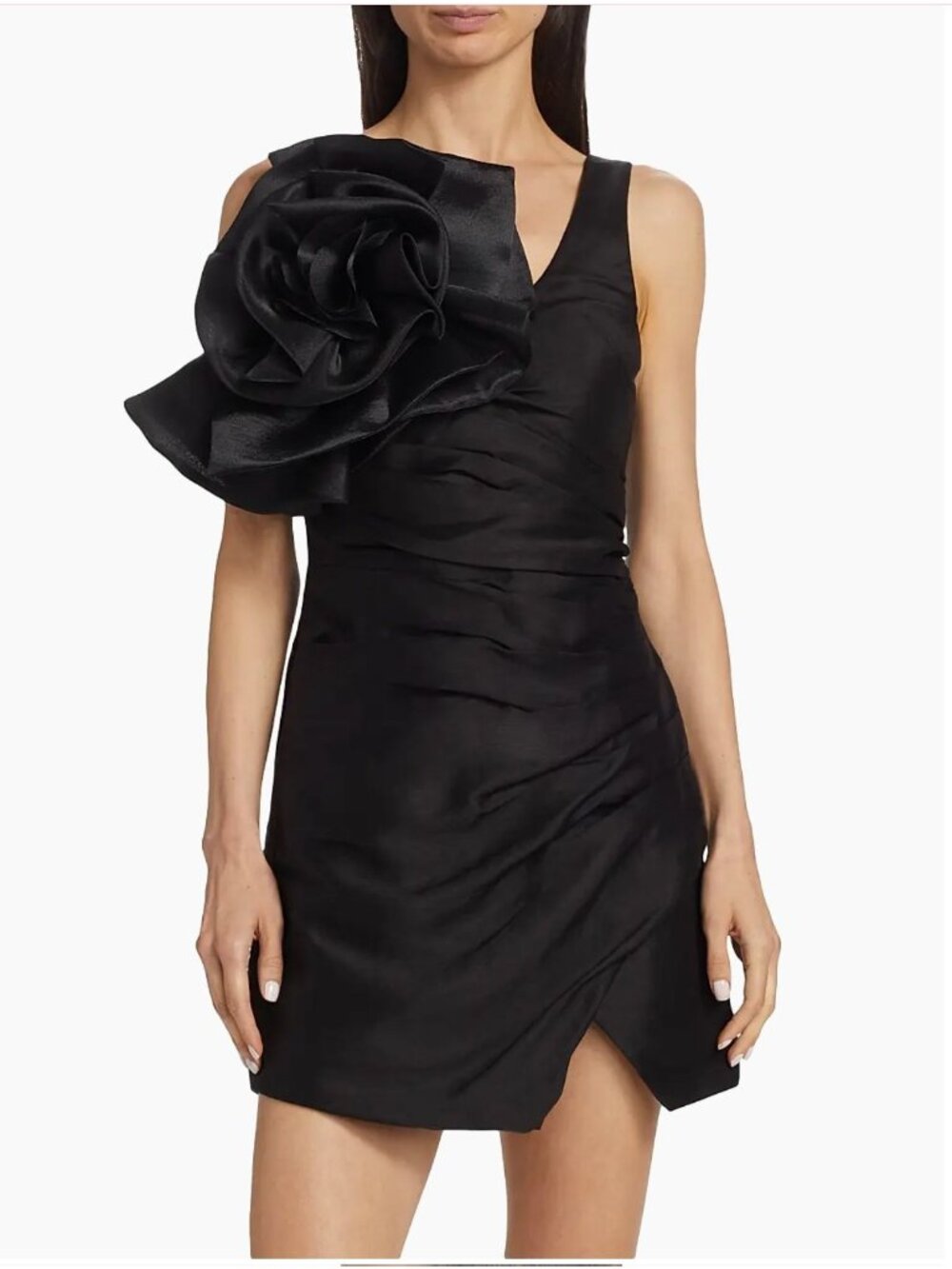 Aje Energy Floral Ruched Linen-Blend Minidress Black wedding guest NWT - Size 4
